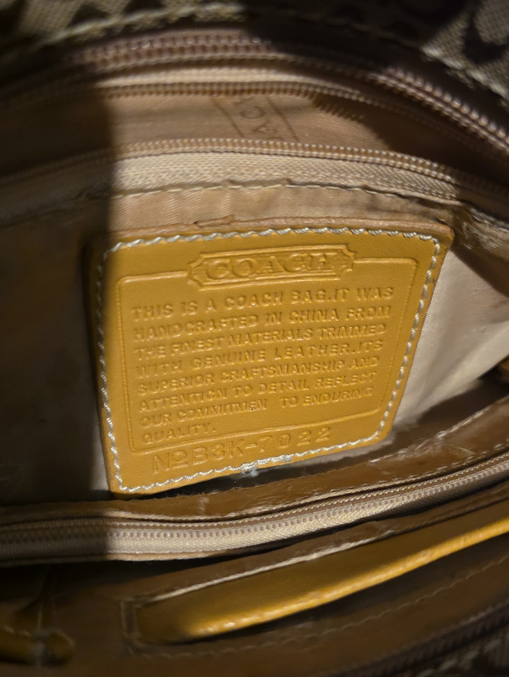Coach Brown Signature Tote with Mustard Trim - Picture 7 of 8